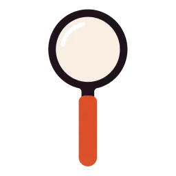 A magnifying glass standing upright