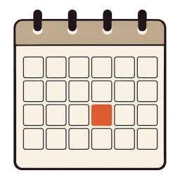 A calendar page with one square filled