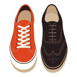 Two shoes side by side, one a different style from the other