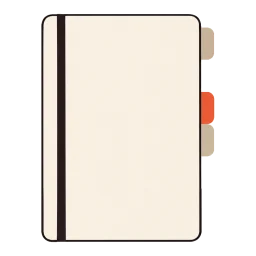 A closed notebook with page tabs